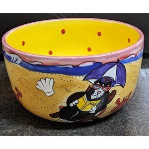 Catzilla 2003 Candace Reiter Designs Cats on Beach & Surfing Serving Bowl